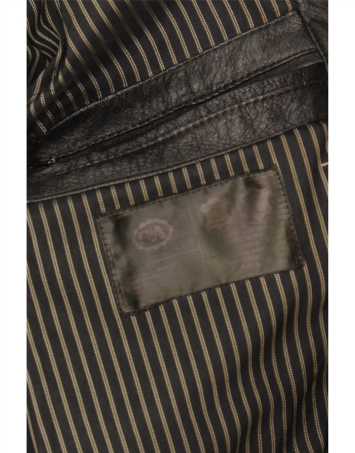 C & A Mens Leather Jacket EU 54 2XL Black Leather