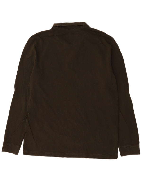 Farah Mens Long Sleeve Polo Shirt Large Khaki Cotton