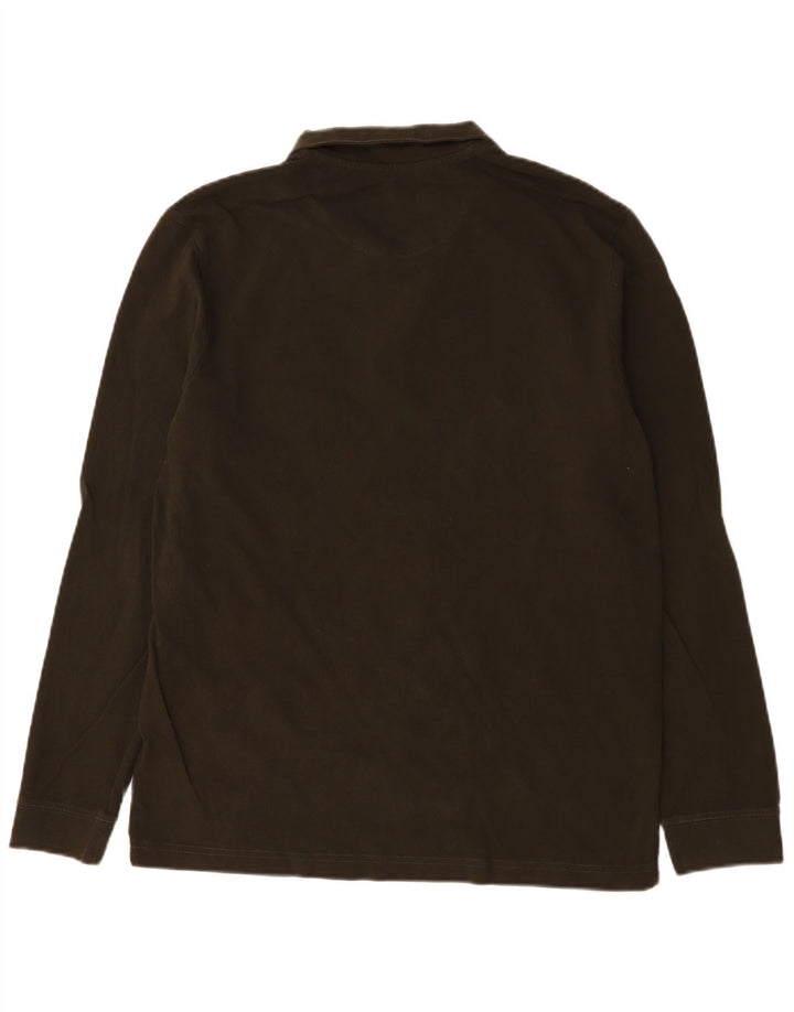 Farah Mens Long Sleeve Polo Shirt Large Khaki Cotton