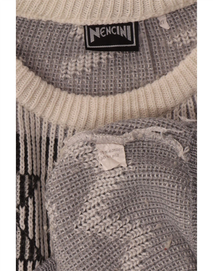 VINTAGE Mens Boat Neck Jumper Sweater XL Off White Fair Isle Classic