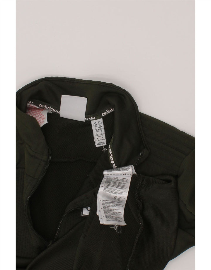 Adidas Boys Graphic Zip Neck Sweatshirt Jumper 7-8 Years Green Polyester