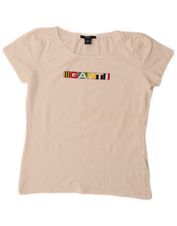 Gant Womens Graphic T-Shirt Top UK 20 2XL White Cotton