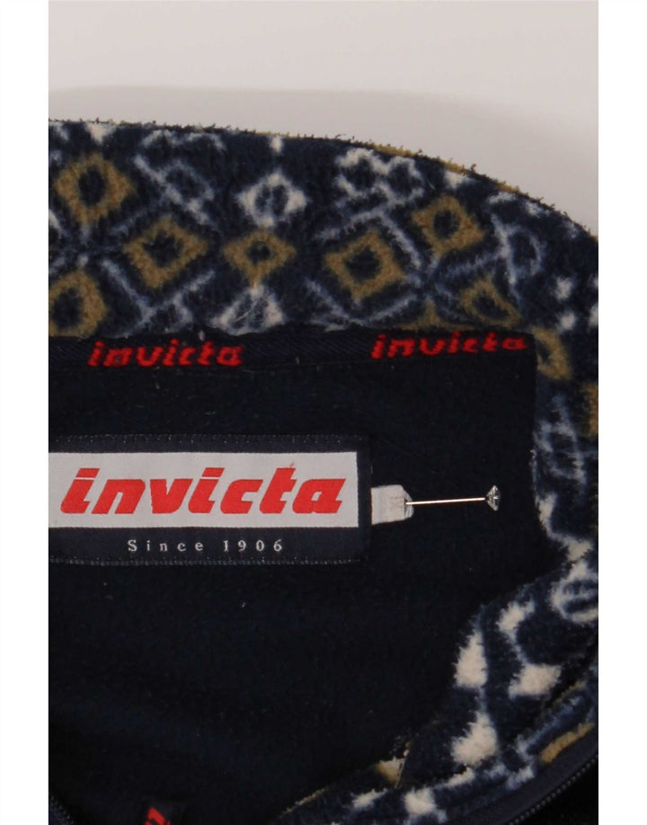 Invicta Mens Zip Neck Fleece Jumper XL Navy Blue Geometric Polyester