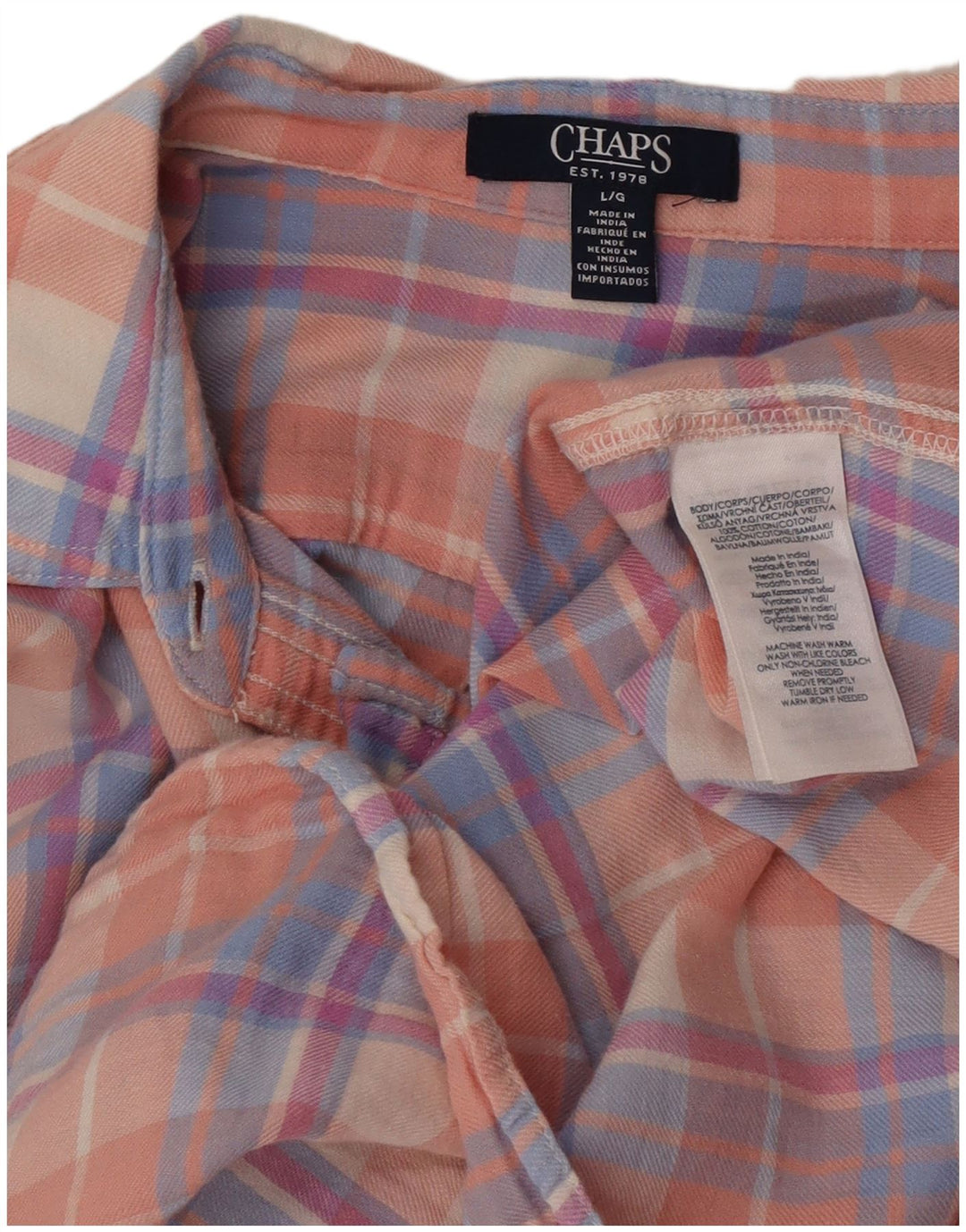 Chaps Womens Flannel Shirt UK 16 Large Pink Check Cotton