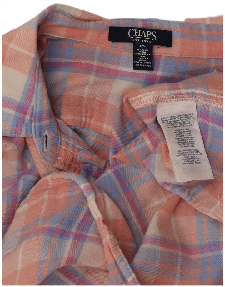Chaps Womens Flannel Shirt UK 16 Large Pink Check Cotton