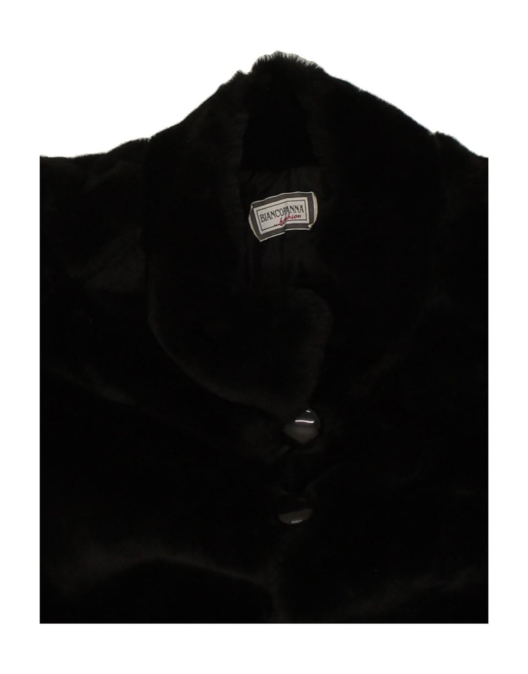 VINTAGE Womens Faux Fur Overcoat UK 10 Small Black