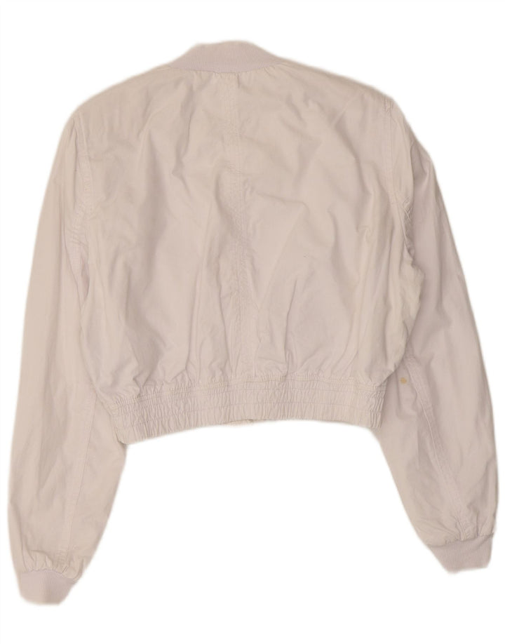 Zara Womens Oversized Bomber Jacket UK 10 Small White Cotton