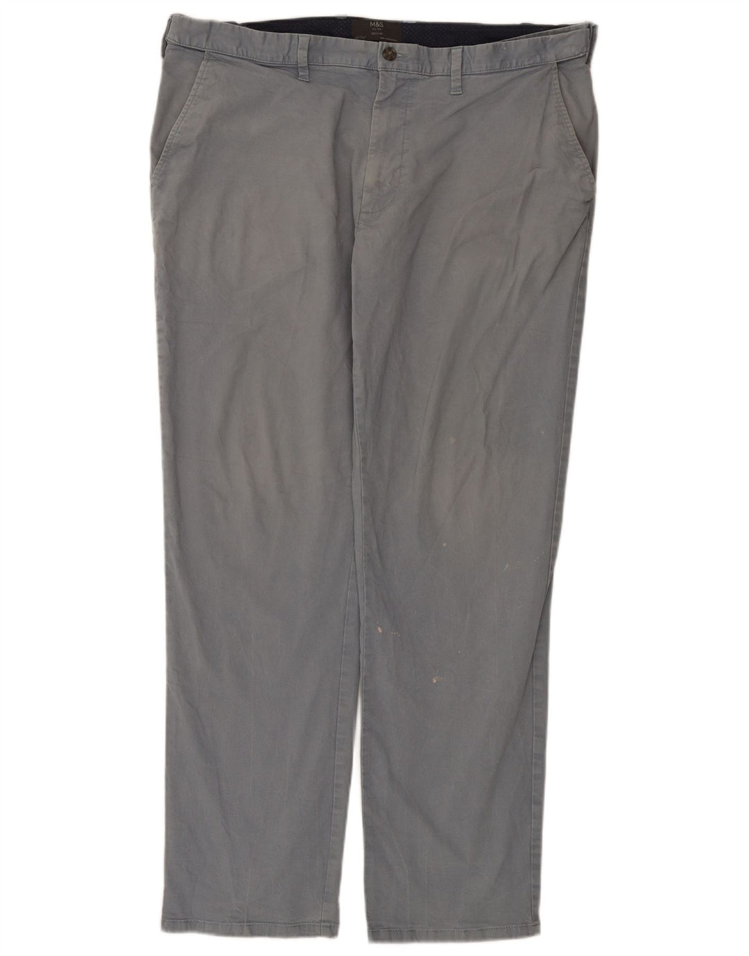 Marks & Spencer Mens Regular Chino Trousers W40 L33 Grey Cotton
