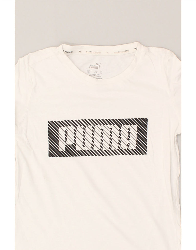 PUMA Boys Graphic T-Shirt Top 7-8 Years White Cotton | Vintage Puma | Thrift | Second-Hand Puma | Used Clothing | Messina Hembry 