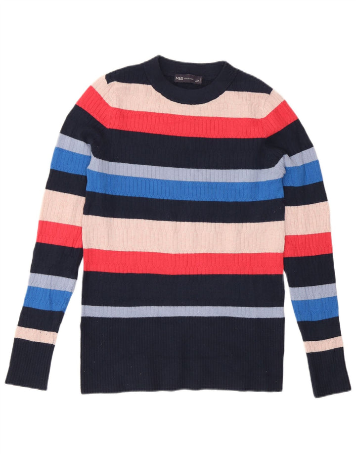 Marks & Spencer Womens Crew Neck Jumper Sweater UK 10 Small Multicoloured