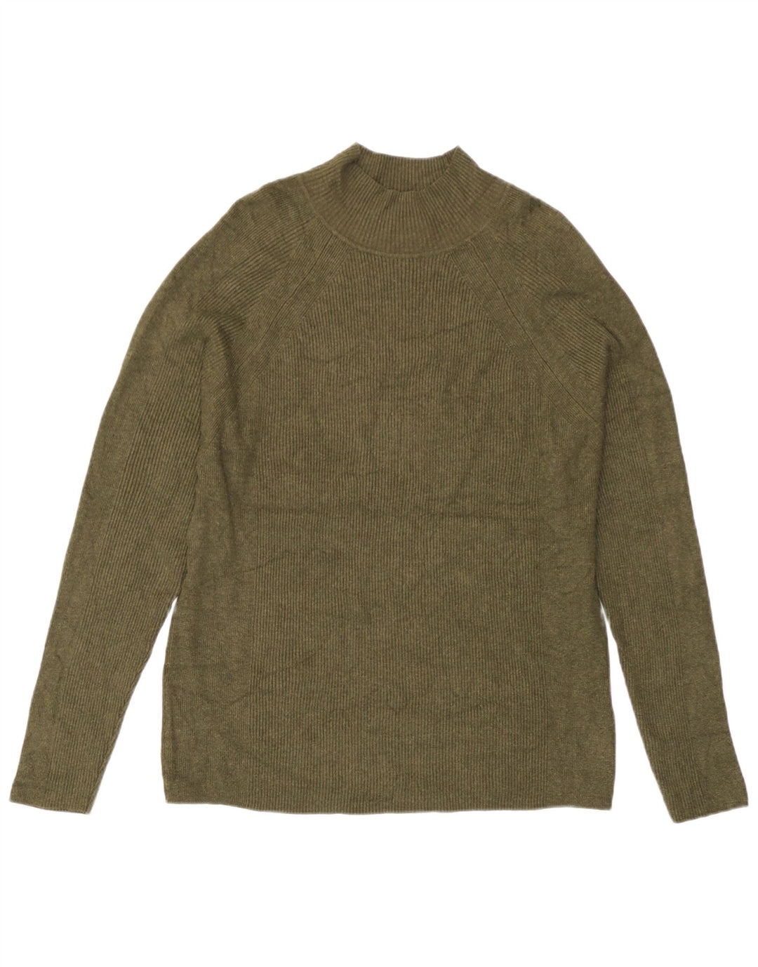 Marks & Spencer Womens Turtle Neck Jumper Sweater UK 16 Large Khaki Viscose