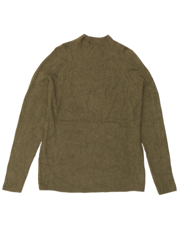 Marks & Spencer Womens Turtle Neck Jumper Sweater UK 16 Large Khaki Viscose