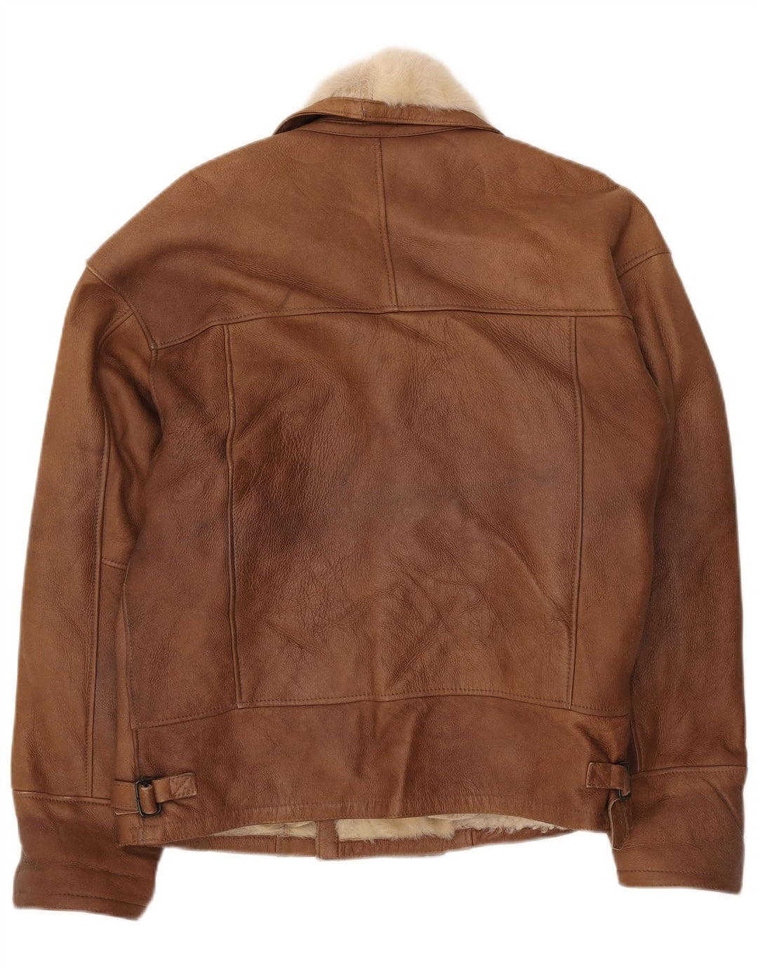 Vintage Mens Double Breasted Shearling Jacket UK 40 Large Brown Colourblock