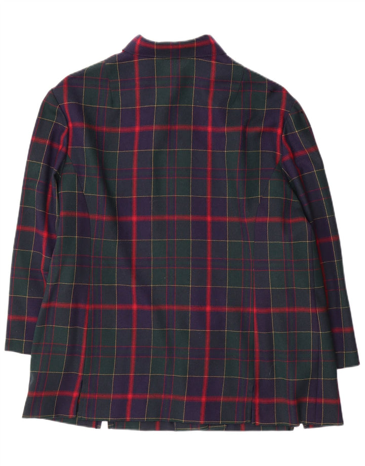 MARKWALD Womens 3/4 Sleeve 7 button Blazer Jacket UK 18 XL Navy Blue Check