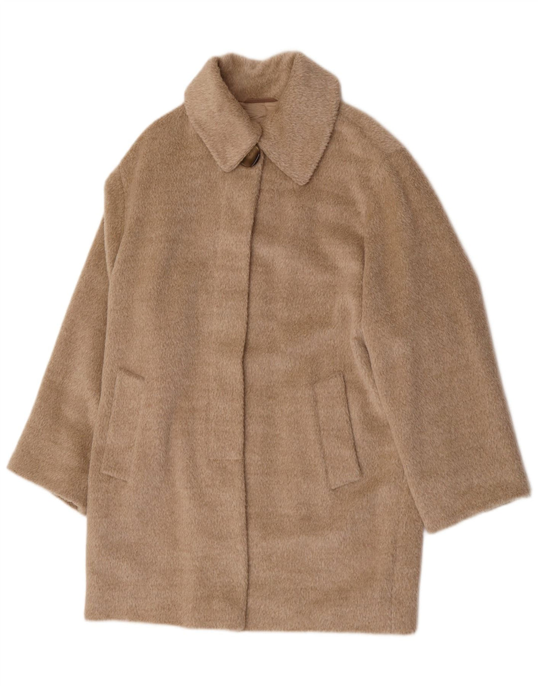 Vintage Womens Oversized Overcoat UK 12 Medium Beige Wool