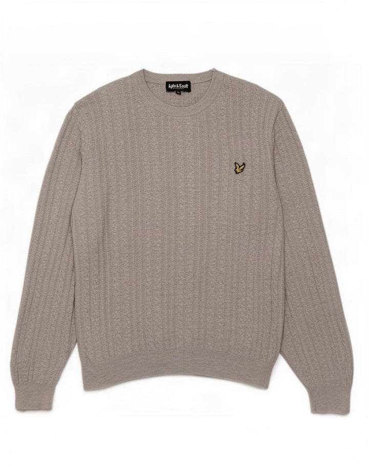 Lyle & Scott Mens Crew Neck Jumper Sweater Large Grey Cotton