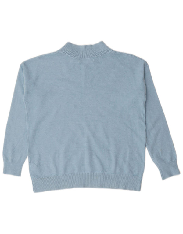 Marks & Spencer Womens Oversized V-Neck Jumper Sweater UK 6 XS Blue Viscose