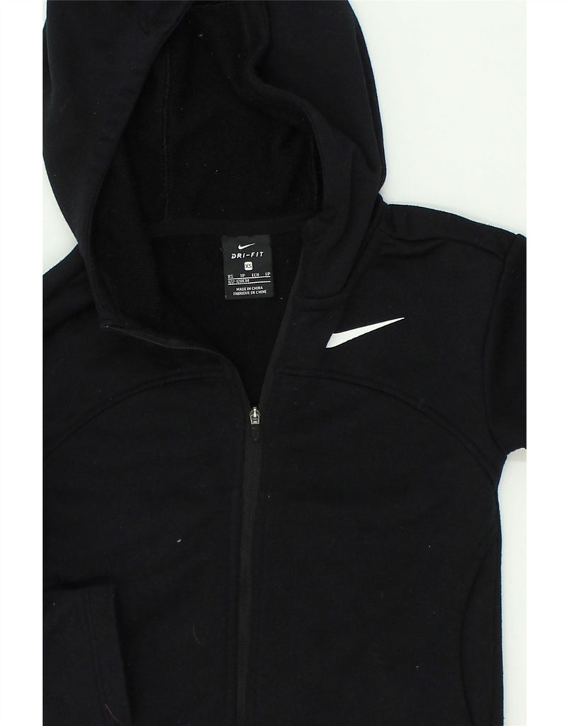 NIKE Boys Dri Fit Graphic Zip Hoodie Sweater 6-7 Years XS  Black Polyester | Vintage Nike | Thrift | Second-Hand Nike | Used Clothing | Messina Hembry 