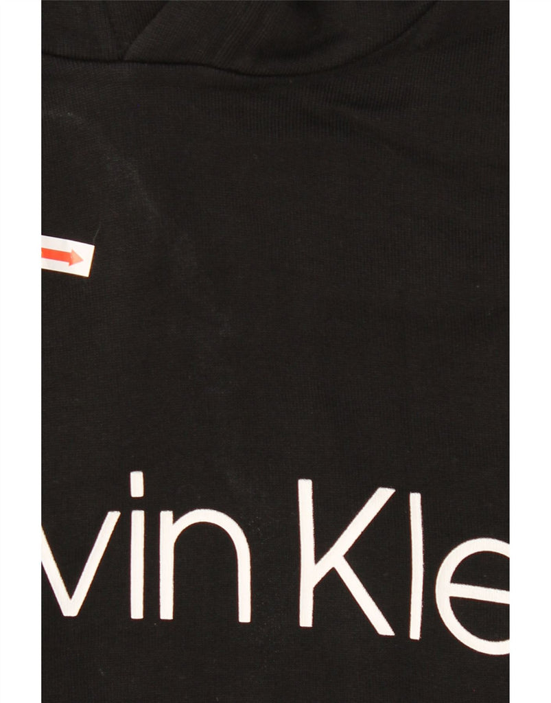 CALVIN KLEIN Mens Graphic Hoodie Jumper Medium Black Cotton Vintage Calvin Klein and Second-Hand Calvin Klein from Messina Hembry 