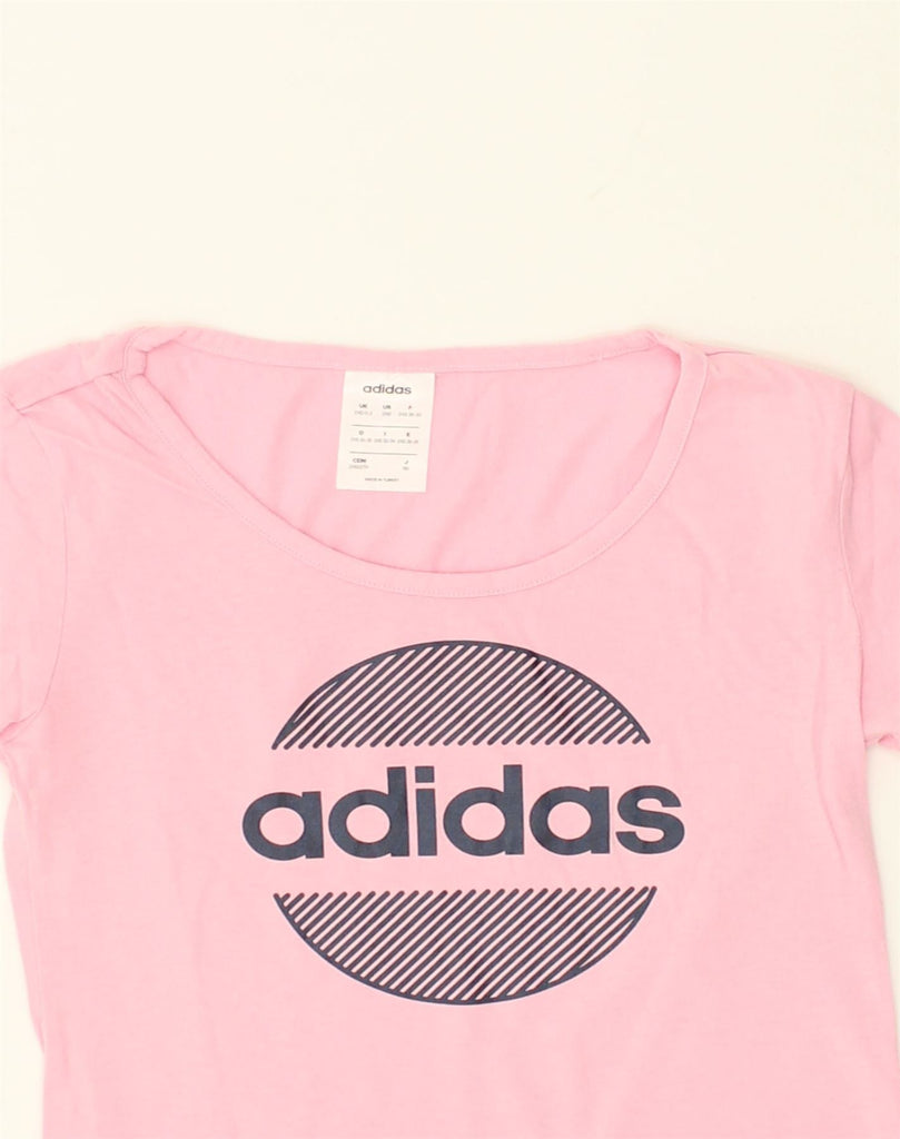 ADIDAS Womens Graphic T-Shirt Top UK 2 2XS Pink Cotton | Vintage Adidas | Thrift | Second-Hand Adidas | Used Clothing | Messina Hembry 