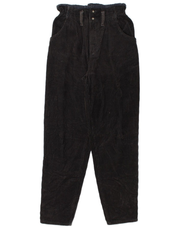 Vintage Womens Tapered Corduroy Trousers W29 L28 Black Cotton
