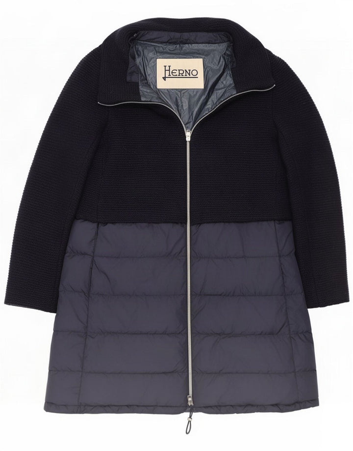 Herno Womens Padded Coat UK 16 Large Blue Colourblock