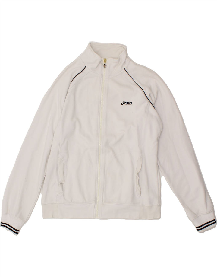 ASICS Womens Tracksuit Top Jacket UK 14 Large White Vintage Asics and Second-Hand Asics from Messina Hembry 