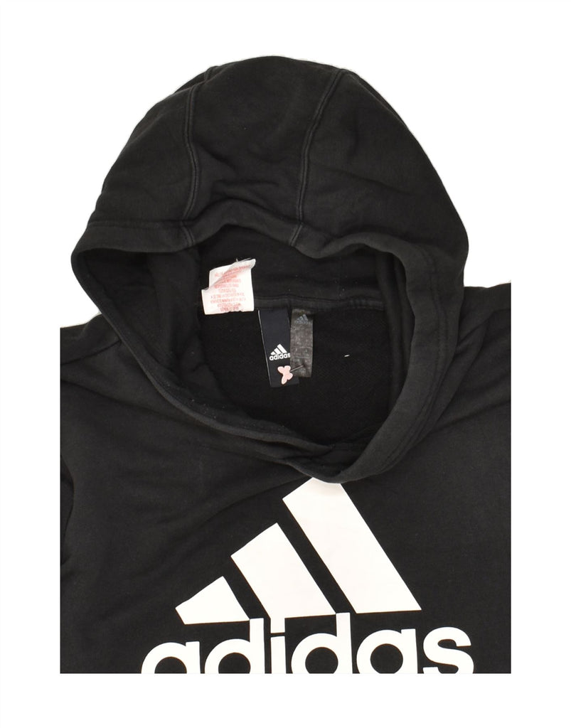 ADIDAS Boys Graphic Hoodie Jumper 15-16 Years Black Cotton | Vintage Adidas | Thrift | Second-Hand Adidas | Used Clothing | Messina Hembry 