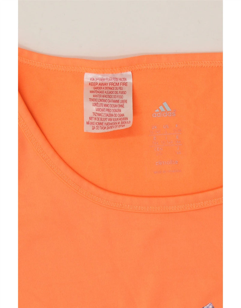 ADIDAS Girls Climalite Graphic T-Shirt Top 13-14 Years Orange Vintage Adidas and Second-Hand Adidas from Messina Hembry 