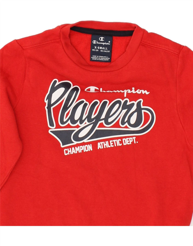 CHAMPION Boys Graphic Sweatshirt Jumper 5-6 Years XS Red Cotton | Vintage Champion | Thrift | Second-Hand Champion | Used Clothing | Messina Hembry 