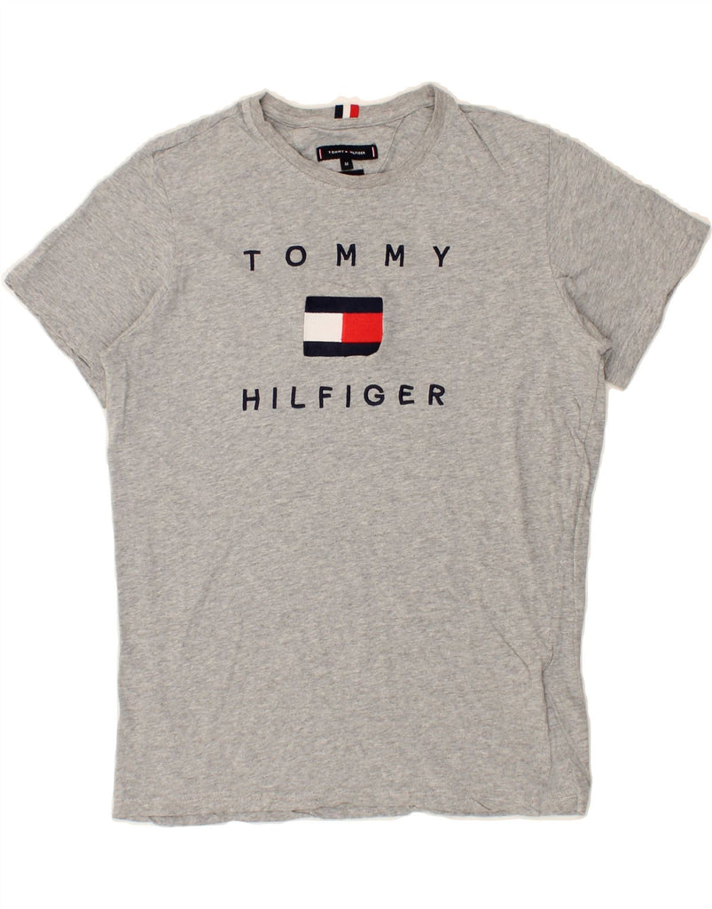 TOMMY HILFIGER Mens Regular Fit Graphic T-Shirt Top Medium Grey Cotton Vintage Tommy Hilfiger and Second-Hand Tommy Hilfiger from Messina Hembry 