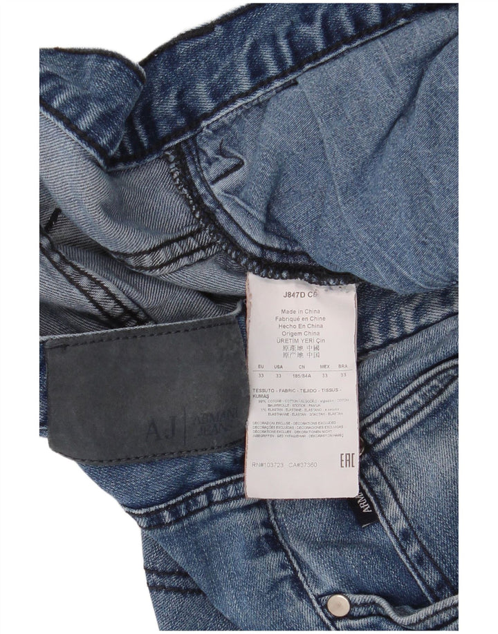 Armani Mens Straight Jeans W33 L34 Blue Cotton