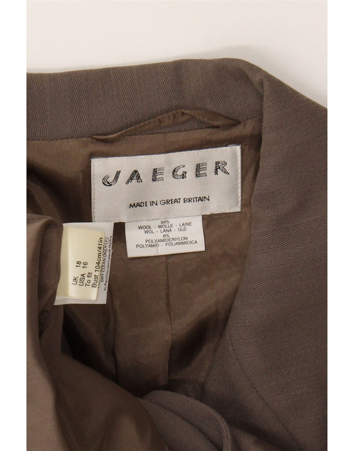 JAEGER Womens 2 Button Blazer Jacket UK 18 XL Brown Wool