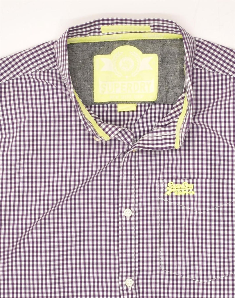 SUPERDRY Mens Shirt Large Purple Check Cotton | Vintage Superdry | Thrift | Second-Hand Superdry | Used Clothing | Messina Hembry 