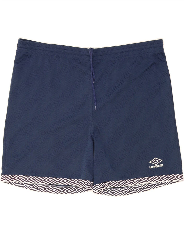 UMBRO Mens Sport Shorts XL  Navy Blue Argyle/Diamond Polyester Vintage Umbro and Second-Hand Umbro from Messina Hembry 