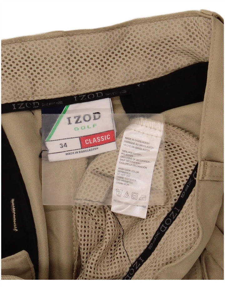 Izod Mens Classic Fit Cargo Shorts W34 Large Khaki Polyester