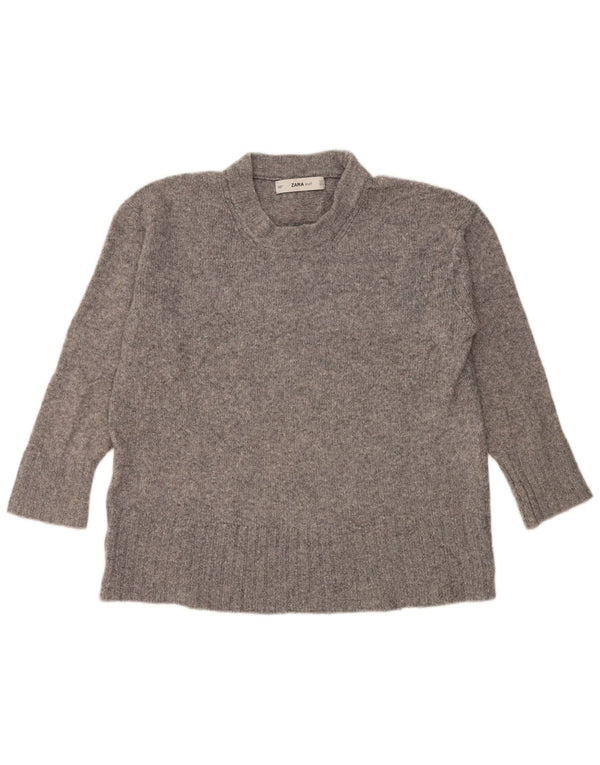 Zara Womens Oversized Turtle Neck Jumper Sweater UK 10 Small Grey Flecked