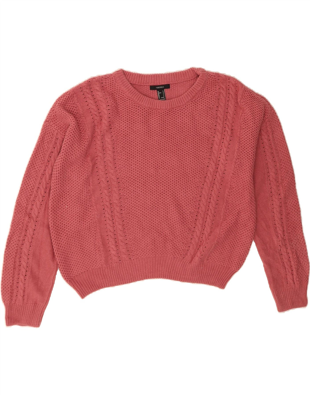 FOREVER 21 Womens Oversized Crop Crew Neck Jumper Sweater UK 16 Large Pink Vintage Forever 21 and Second-Hand Forever 21 from Messina Hembry 