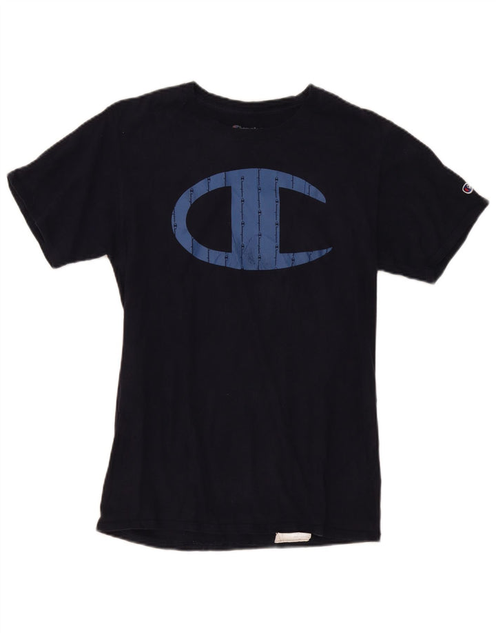 Champion Mens Graphic T-Shirt Top Small Black Cotton