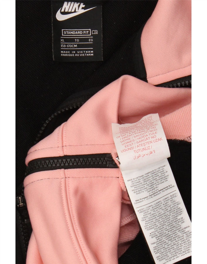 Nike Girls Tracksuit Top Jacket 13-14 Years XL Black Colourblock Polyester