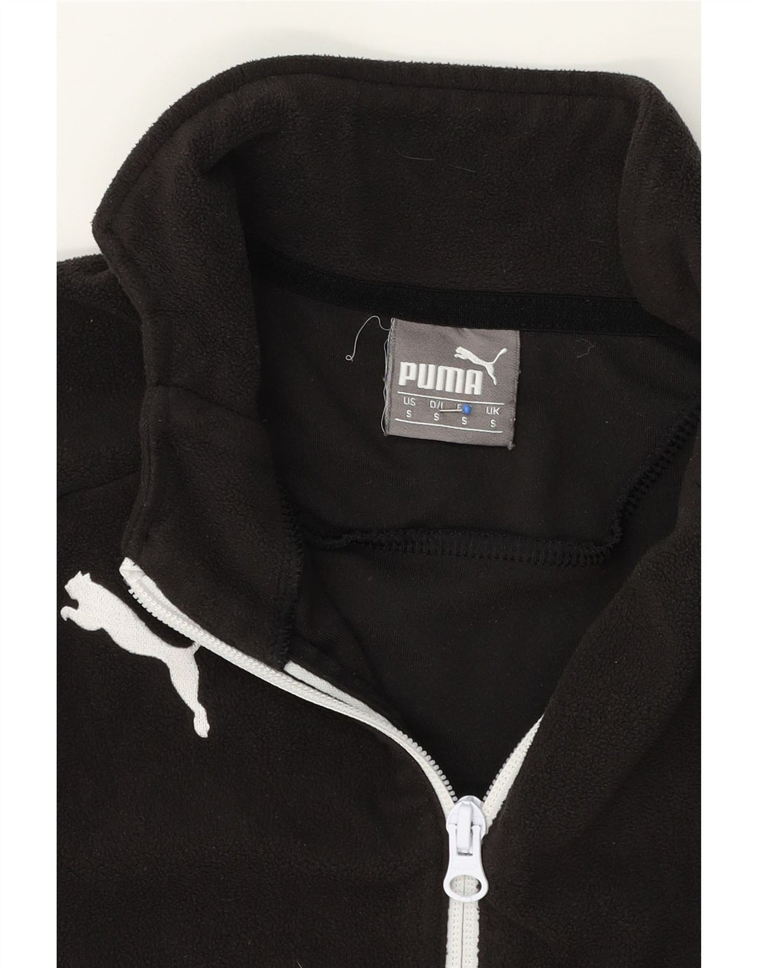 PUMA Mens Zip Neck Fleece Jumper Small Black Polyester Vintage Puma and Second-Hand Puma from Messina Hembry 
