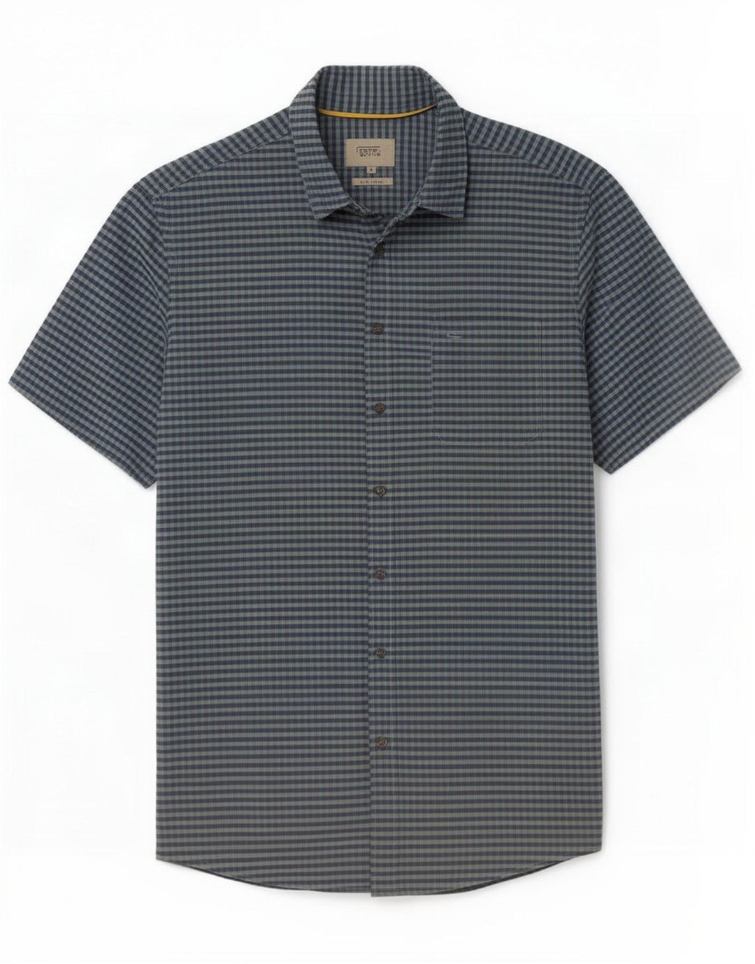 Camel Active Mens Short Sleeve Regular Fit Shirt Medium Navy Blue Gingham