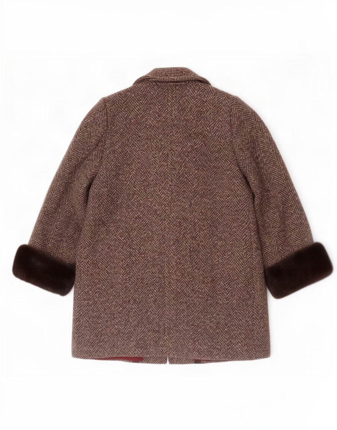 Vintage Womens Overcoat UK 12 Medium Brown Herringbone