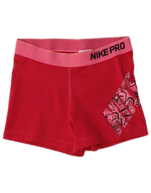 Nike Womens Dri Fit Graphic Sport Shorts UK 16 Large Red Polyester