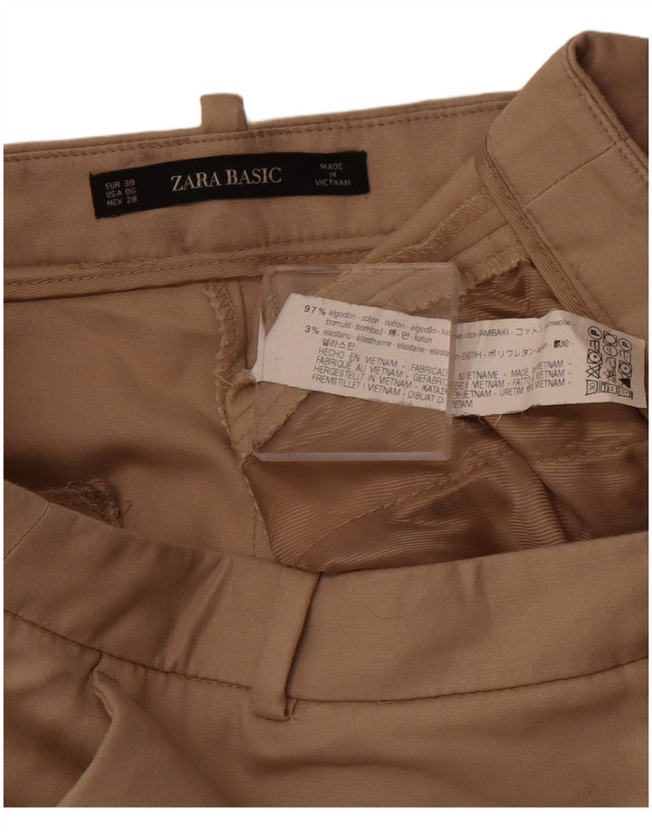 ZARA Womens Basic Tapered Chino Trousers EU 38 Small W28 L25 Brown Cotton