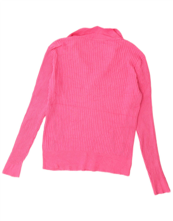 Marks & Spencer Womens Polo Neck Jumper Sweater UK 12 Medium Pink Viscose