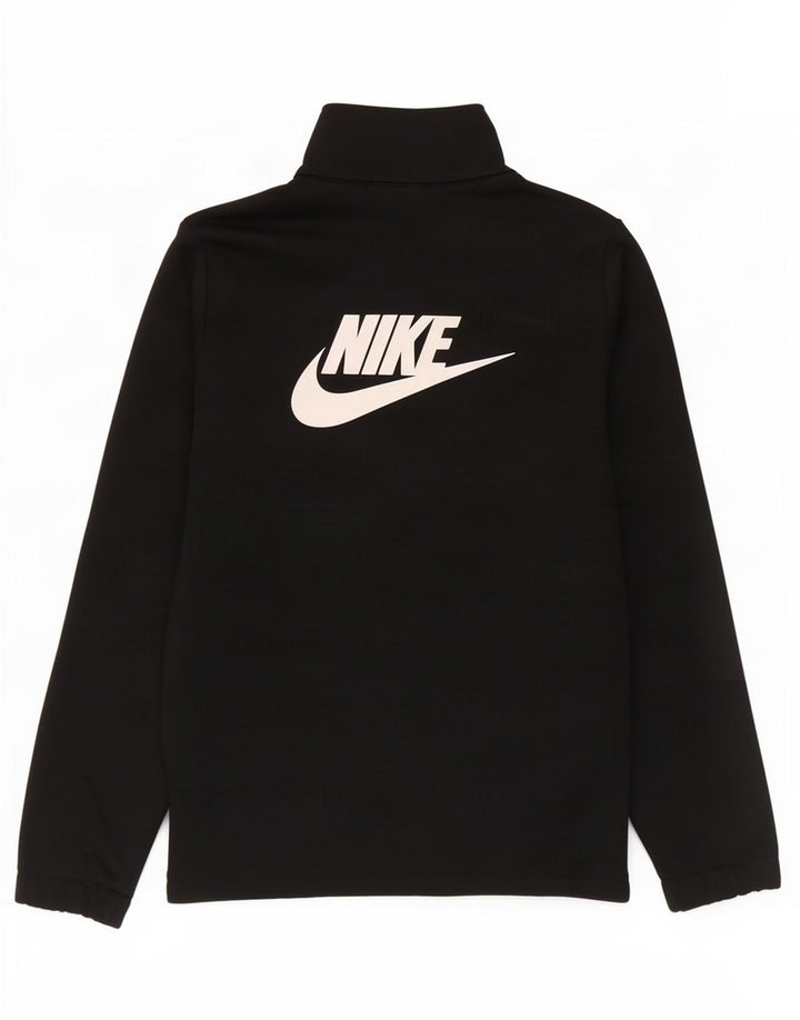 Nike Boys Graphic Tracksuit Top Jacket 8-9 Years Small Black Polyester