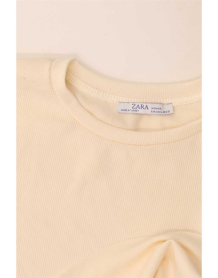 Zara Womens Top Long Sleeve UK 14 Large Beige