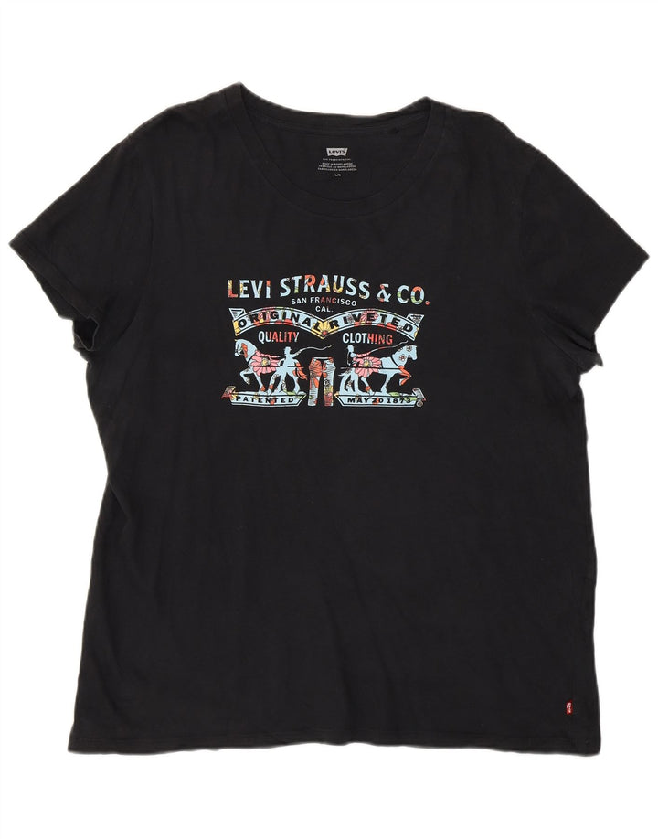 Levi's Womens Graphic T-Shirt Top UK 16 Large Black