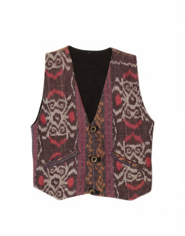 Vintage Womens Waistcoat UK 14 Medium Purple Paisley Cotton